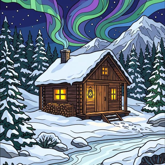 Cabin Under the Aurora