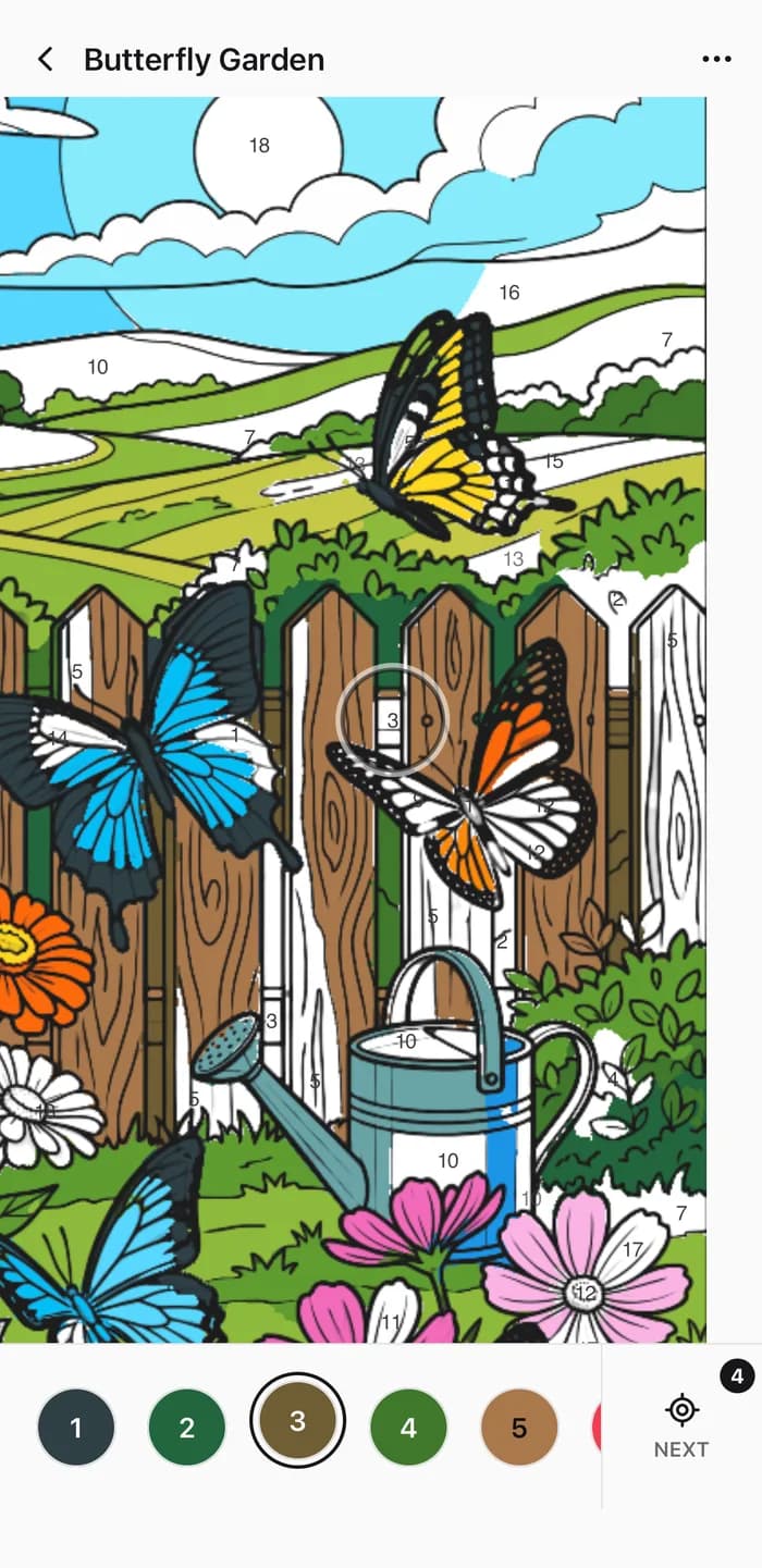The canvas zoomed in on a small region so its number is readable